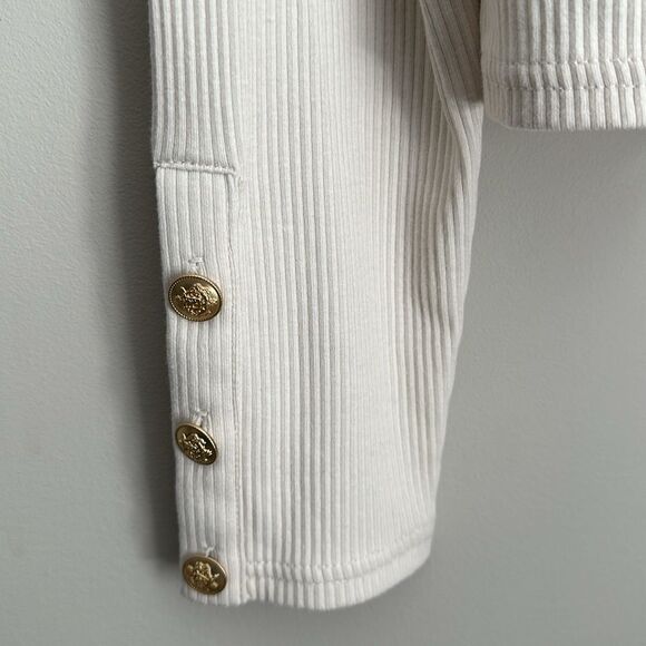J. Crew Women’s Vintage rib split-neck T-shirt with gold buttons Ivory Size XL - Picture 4 of 9